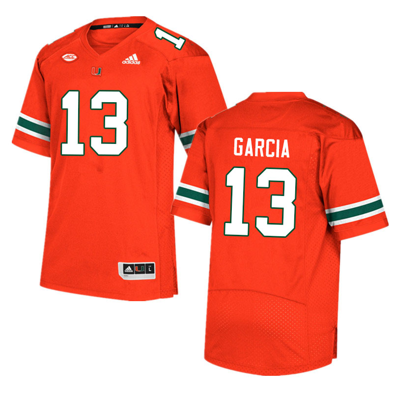 Men #13 Jake Garcia Miami Hurricanes College Football Jerseys Sale-Orange - Click Image to Close